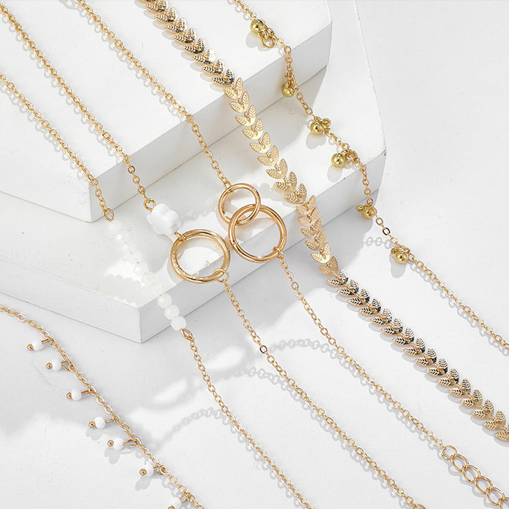 エレガントなボヘミアンゴールドブレスレットのセット