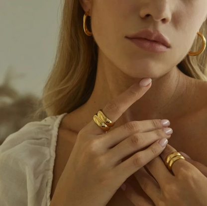 エレガントなダブルクラシックリング 18カラットゴールドコーティング