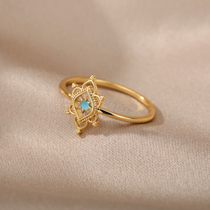 エレガントなアンティークリング - 18金ゴールドメッキジュエリー