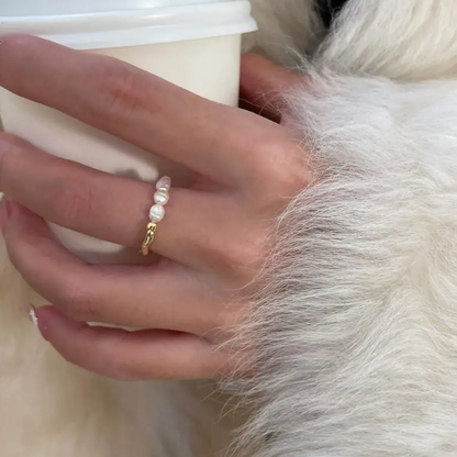 エレガントな18金メッキリング カスピ海の高級パール付き