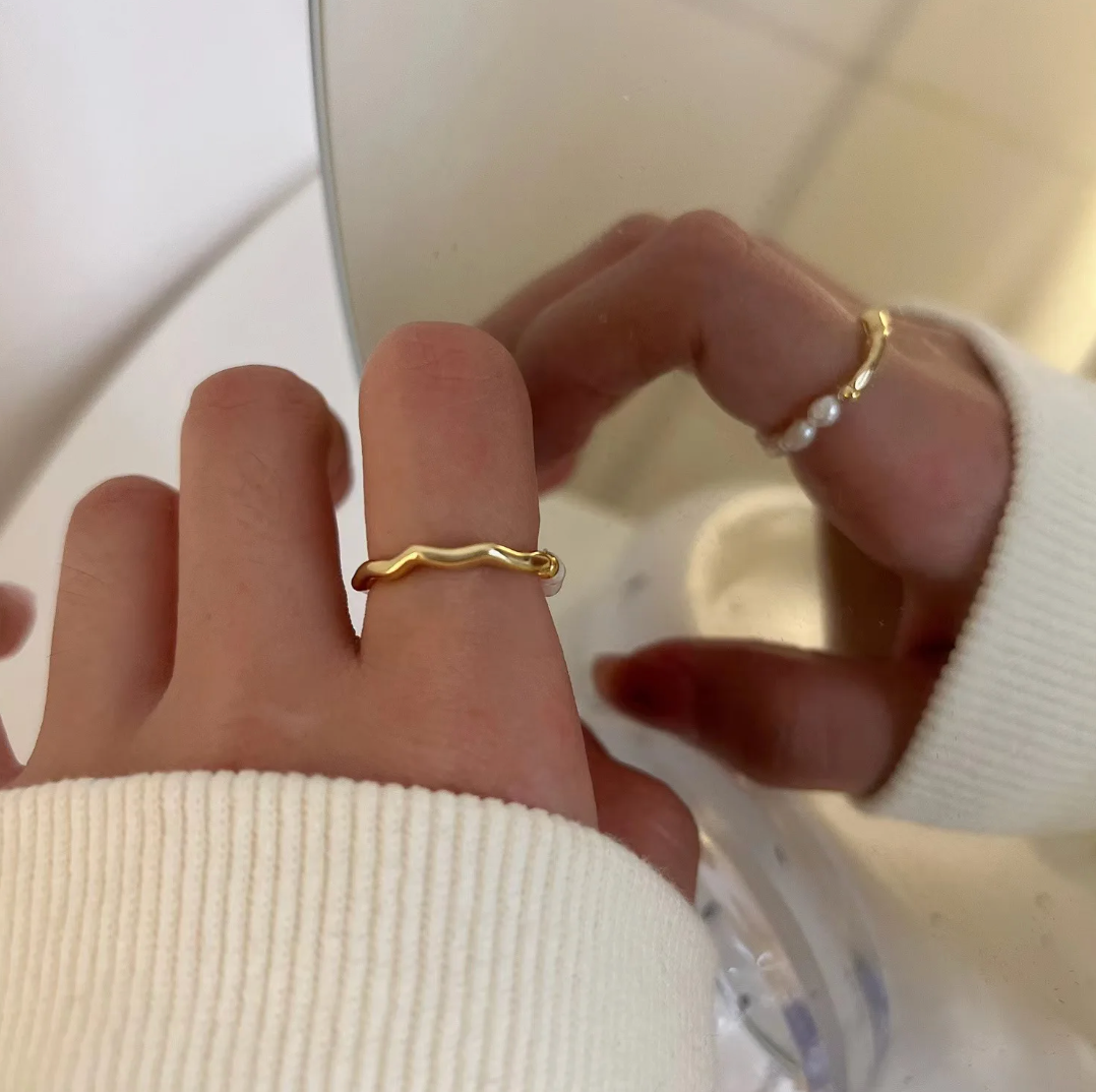 エレガントな18金メッキリング カスピ海の高級パール付き