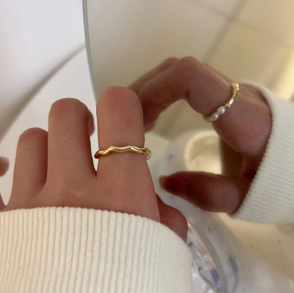 エレガントな18金メッキリング カスピ海の高級パール付き