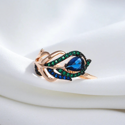 エクスクイジットな18Kローズゴールドメッキの孔雀セット