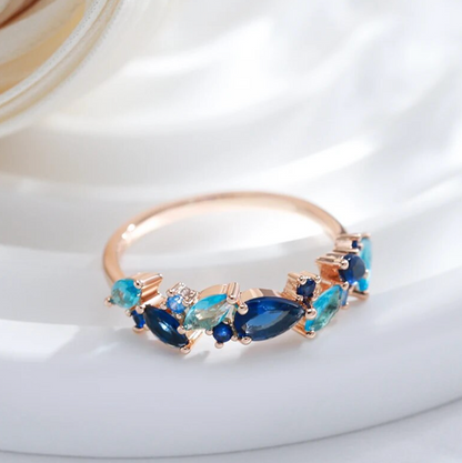 エレガントな海の涙のセット、上品な18金ローズゴールドオキシドデザイン