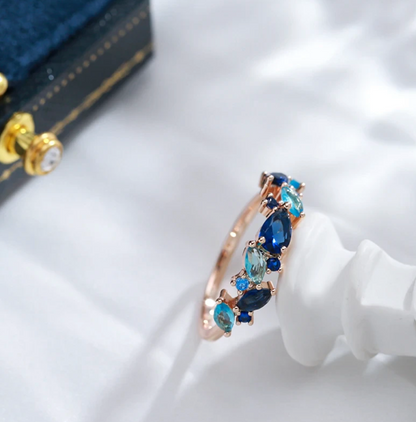 エレガントな海の涙のセット、上品な18金ローズゴールドオキシドデザイン