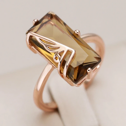エレガントなバルティックアンバーセット、豪華な18金ローズゴールドメッキ付き