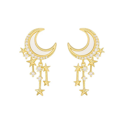 エレガントなシマー仕立てのムーンライトイヤリング