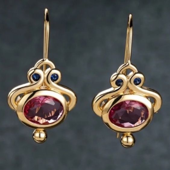 一流のヴィンテージローズゴールドイヤリング